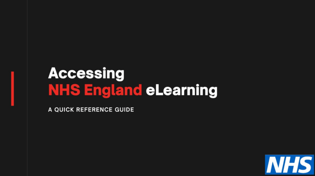 Accessing NHS England eLearning Screen